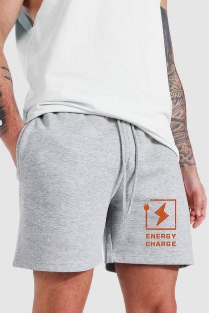 Regular Fit Gray Printed Shorts