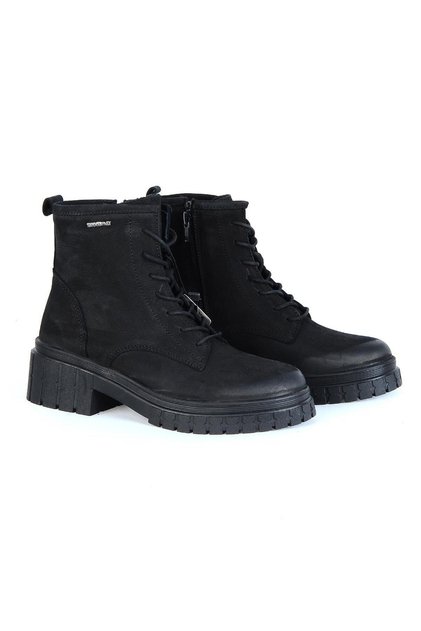 102 20832-Z Argun Black Leather Women's Flat Boots