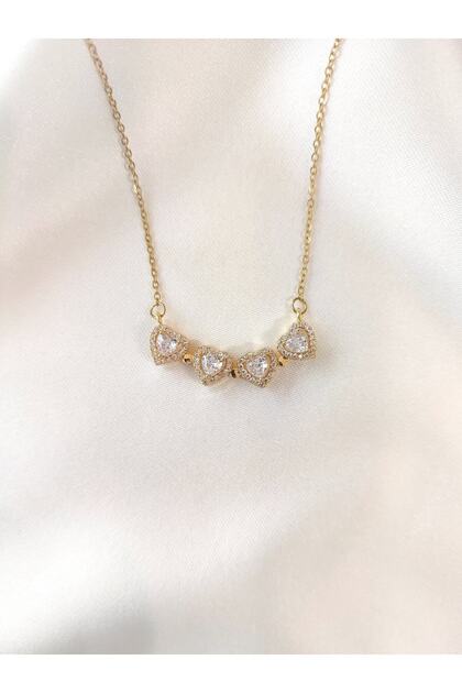 Women's Steel Zircon Stone Multi-Heart Openable and Closeable Magnetic Clover Necklace