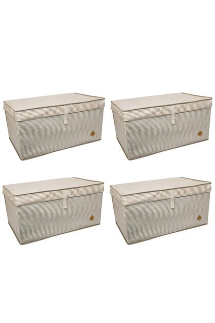 4 Pieces Mega 60x40x30 Storage Bag, Box - Multi-Purpose Laundry Storage and Organization Clothes with Lids, Brown