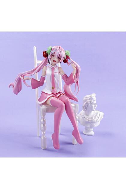 Hatsune miku kawaiii Sakura kız sandalyede oturan figür Modeli 15 cm