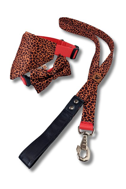 Leopard Standard Dog Collar Set and Accessories (with scarf and bow tie)
