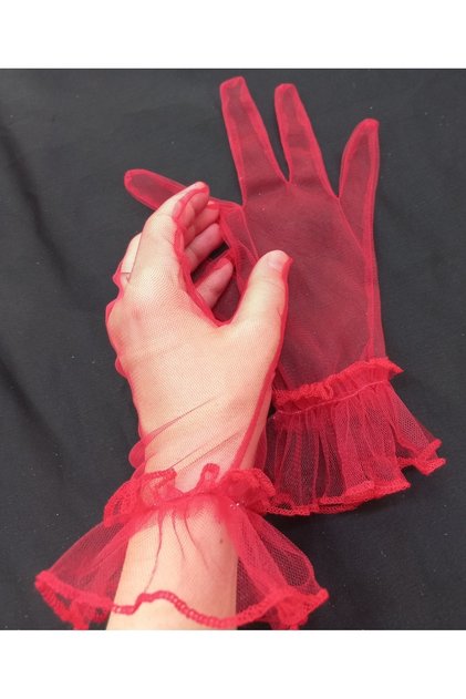 Bella evening dress bridal gloves short red