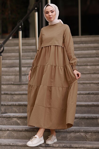 InStyle Single Layer Detailed Casual Hijab Dress