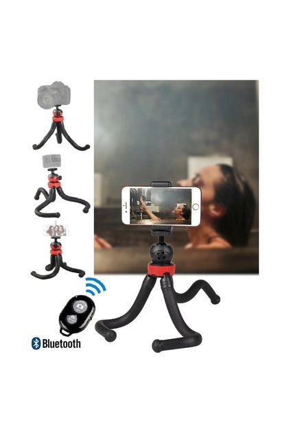 Bluetooth Kumandalı Esnek Tripod Masaüstü Katlanabilir Flexible Ahtapot Tripod Telefon Tutuculu