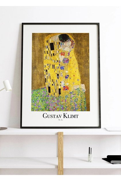 Gustav Klimt - The Kiss - Çerçeve Görünümlü 20 x 30 cm MDF Tablo