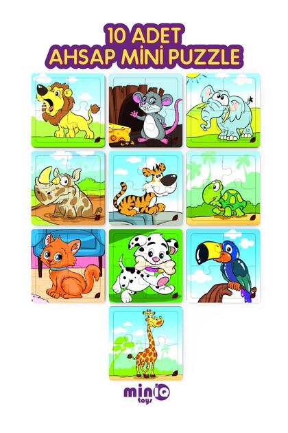 minİQ toys minIQ toys Ahsap 10'lu Mini Puzzle Seti -Afacan Kopek