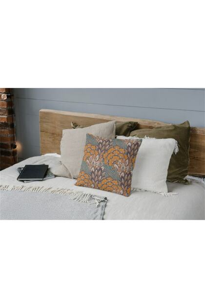 Autumn Colors Patterned Printed 42x42cm Cotton Woven Throw Pillow Pillow Case