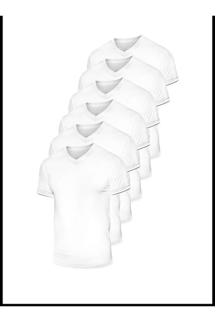 6-Piece Men's Cotton Undershirt Half Sleeve V-Neck Tank Top