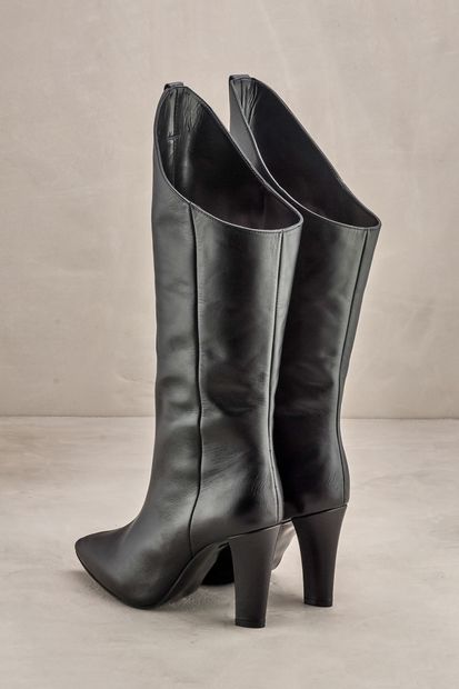Elle Shoes BORHALA Hakiki Deri Kadın Siyah Çizme - 3