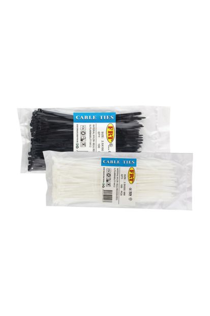 FIRAT Plastik Kablo Bağı Çırt Kelepçe Beyaz Siyah Frt 1 Paket 100 Adet - 1