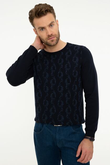Men's Navy Blue Slim Fit Sweater G021GL0TK.000867157