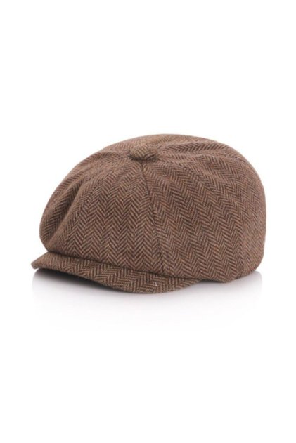 Cap For Little Coolios- Brown Herringbone Children's Cap Vintage