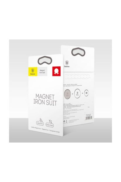 Baseus Iron Suit Magnetic Telefon Tutucu Plaka 2 Adet 1 Deri 1 Metal Gümüş - 1