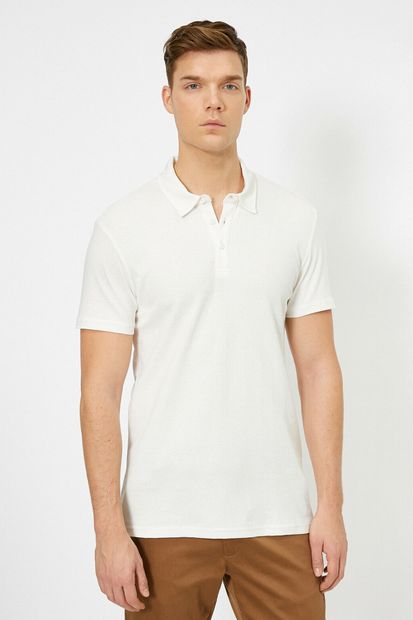 Koton Erkek Beyaz Polo Yaka T-Shirt 0YAM12003OK - 3