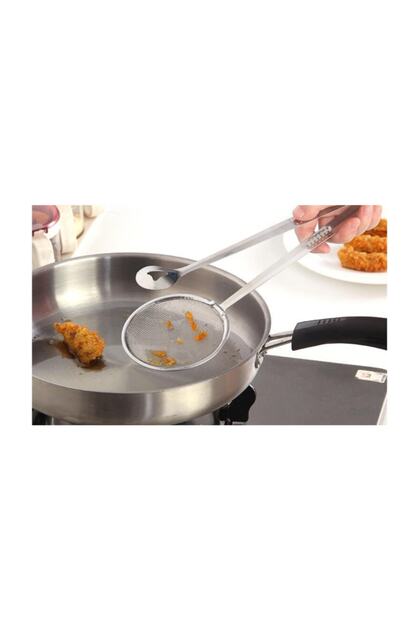 Stainless Steel Strainer Frying Spoon Oil Strainer Ladle Steel 1 Silver