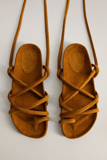 MANGO Woman Kadın Orta Kahverengi Çapraz Bantlı Sandalet 67035137 - 5