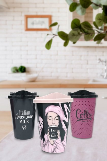Coffee Container Cup with Lid (3 Pieces)