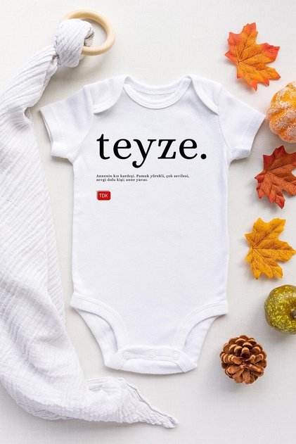Unisex Bebek Beyaz Teyze Tdk Çıtçıtlı Kısa Kol Body Zıbın