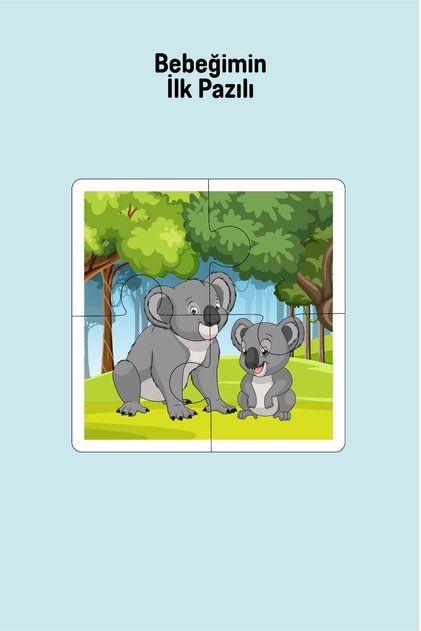 Wooden 4 Piece Puzzle My Baby's First Pazli (Koala Family)