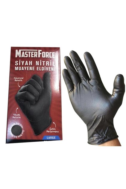 Master Force Pudrasız Siyah Nitril Muayene Eldiveni M beden 1koli/20paket