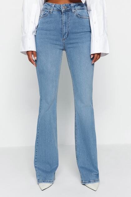 Trendyol Collection Light Blue High Waist Flare Jeans
