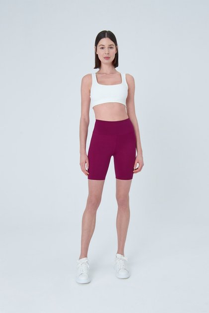 Push Up High Waist Recovery Biker Leggings Plum