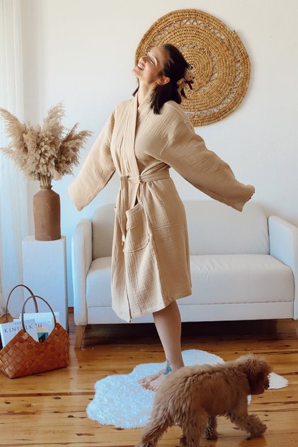 Adult Kimono Bathrobe Cotton 4 Layers Multi Muslin