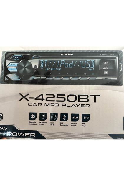 Forx x4250bt 7 renk değişen Bluetooth 4x60watt  uyumlu oto teyp