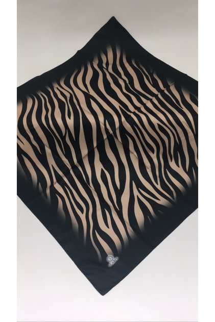 Twill Eşarp Zebra Model Desen 90 X 90 Cm (SİYAHBEJ)