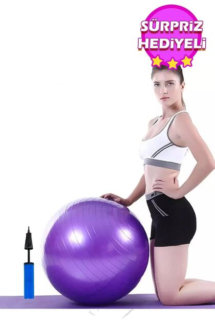 Purple Pilates Ball 65 Cm Deluxe Yoga Plates Exercise Ball Ball Inflation Pump Set Purple