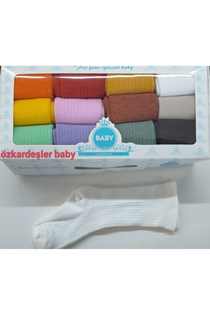 bebek ve çocuk diz altı çorap 12 li
