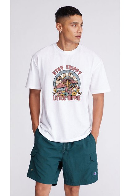 Stay Trippy Little Hippie Printed Oversive T-shirt