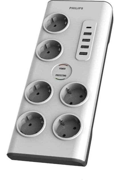 SPN7060WA Akım Korumalı Priz 6'lı 900J 2m 4 USB 20W 1 Type-C 15W, Standart