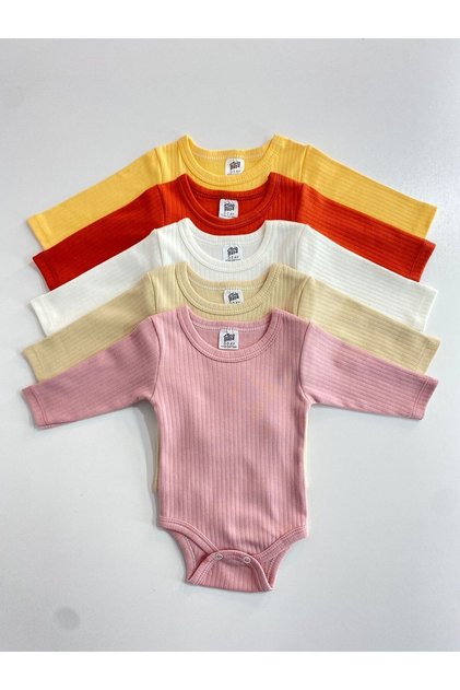 Set of 5 100% Cotton Report Long Sleeve Baby Undershirts