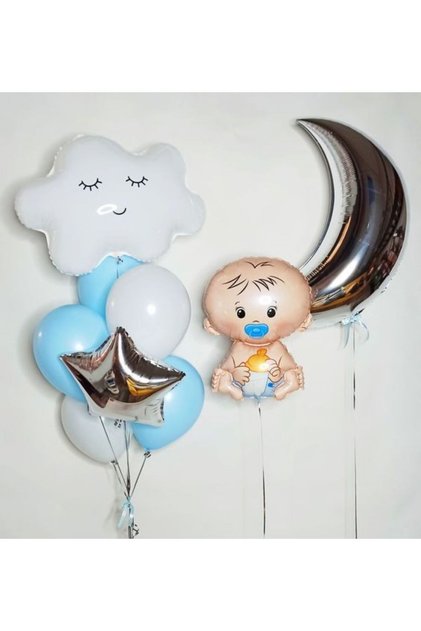 CLOUD FOIL BALLOON MOON FOIL BALLOON BABY SHOWER FOIL BALLOON SET HOSPITAL ROOM