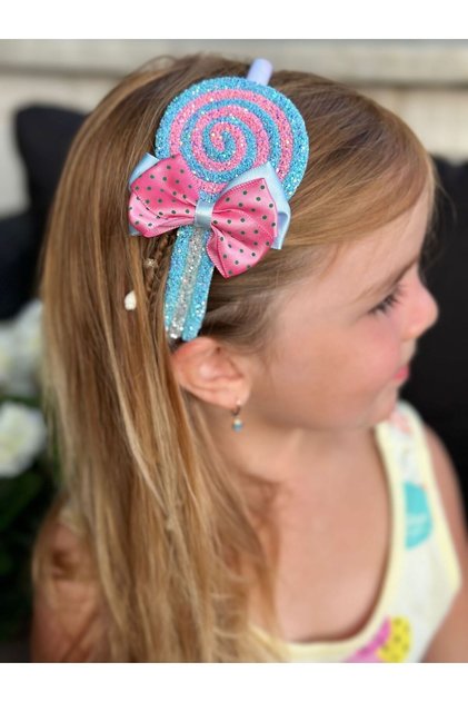 Luxury fashion giant glitter lollipop candy bow tiara female child tiara blue pink