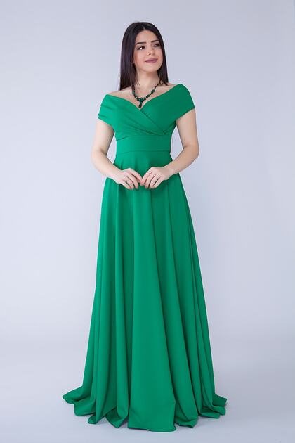 green bateau dress Green Pleated Empire Bateau Strapless Mermaid Party Prom Dress – Movousdress main image 0