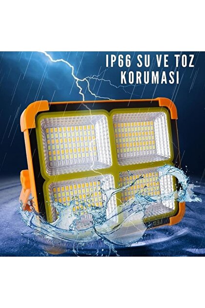 DUHALINE Şarjlı 200W Led Projektör Solar Waterproof Kamp Lambası