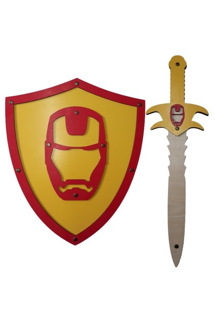 Wooden Toy Set of 2, Ironman Iron Man Shield and Sword