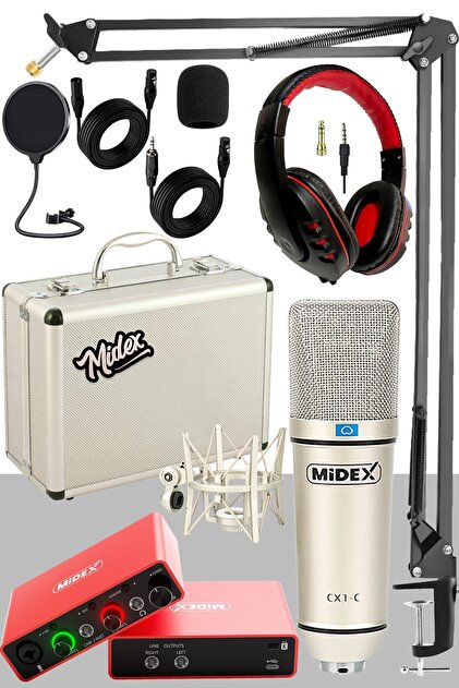 Midex Stüdyo Kayıt Seti - Glx-700 Ses Kartı Cx1-c Mikrofon