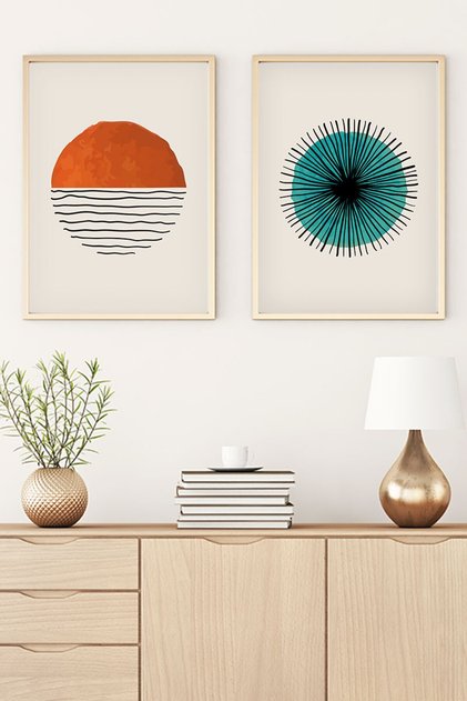 Abstract Painting with Wooden Frame