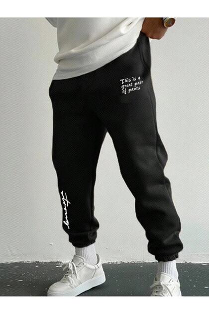 Large Size Unisex Strong Printed 3 Thread Jogger Relaxed Fit Sweatpants