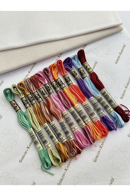 Muline Thread Set Marbled Colors 12 Pieces