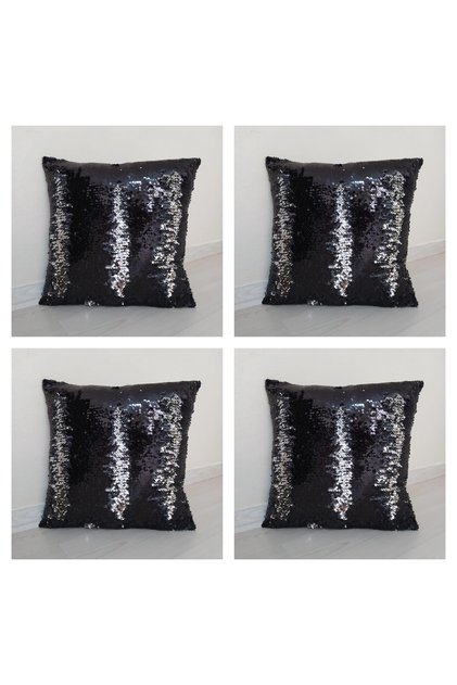 4-Piece Sequined Decorative Throw Pillow Cover