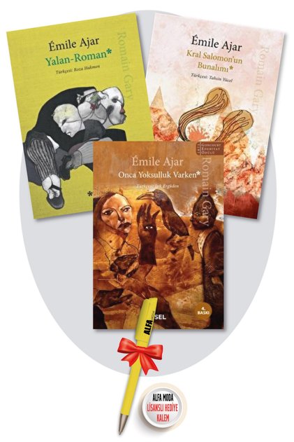 Onca Yoksulluk Varken</DNTCTMS> + Yalan - Roman + Kral Salomon'un Bunalımı</DNTCTMS> ( Emile Ajar) 3 Book Set + Pen