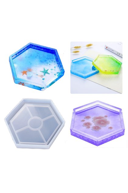 Epoxy Concrete Hexagonal Flower Pot Coaster Silicone Mold Gt-9367
