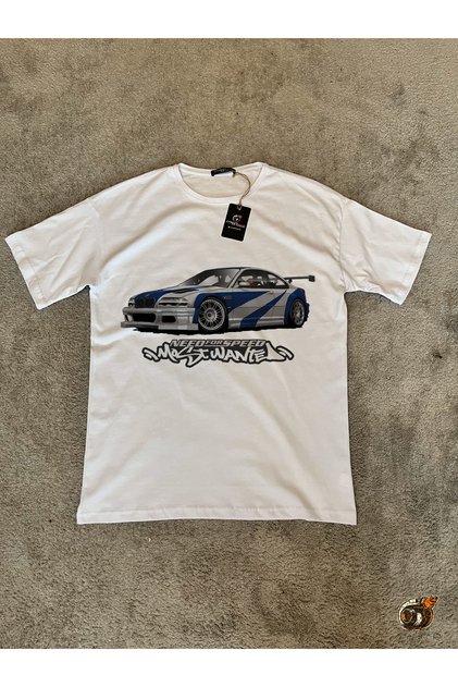 Need for Speed Most Wanted BMW M3 E46 GTR dijital baskılı T-shirt