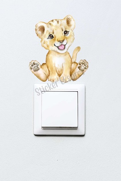 Sevimli Aslan Çocuk Odası Priz Sticker