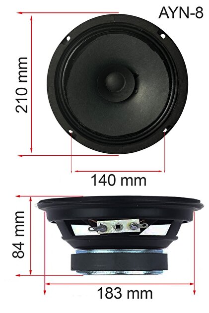 Lastvoice AYN-8 Full Kağıt 150 Watt 8 Ohm 20 cm 8 İnç Hoparlör